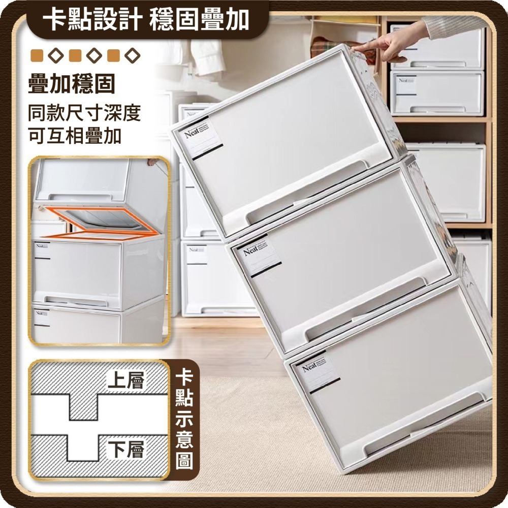 抽屜收納箱 可疊加 70L 衣櫥收納箱 衣櫃收納箱 抽屜收納櫃 抽屜收納盒 整理盒 衣服收納箱-細節圖3