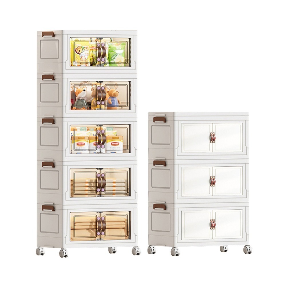 摺疊收納櫃 帶輪零食折疊櫃 雙開門收納櫃 折疊收納櫃 折疊收納箱 衣物收納箱 儲物櫃 玩具收納箱-細節圖2