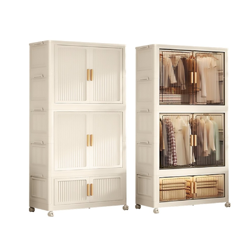 折疊衣櫃 臥室衣櫃 衣服收納櫃 衣櫥 摺疊收納櫃 雙開門收納櫃 折疊收納櫃 衣物收納櫃 儲物櫃-細節圖2