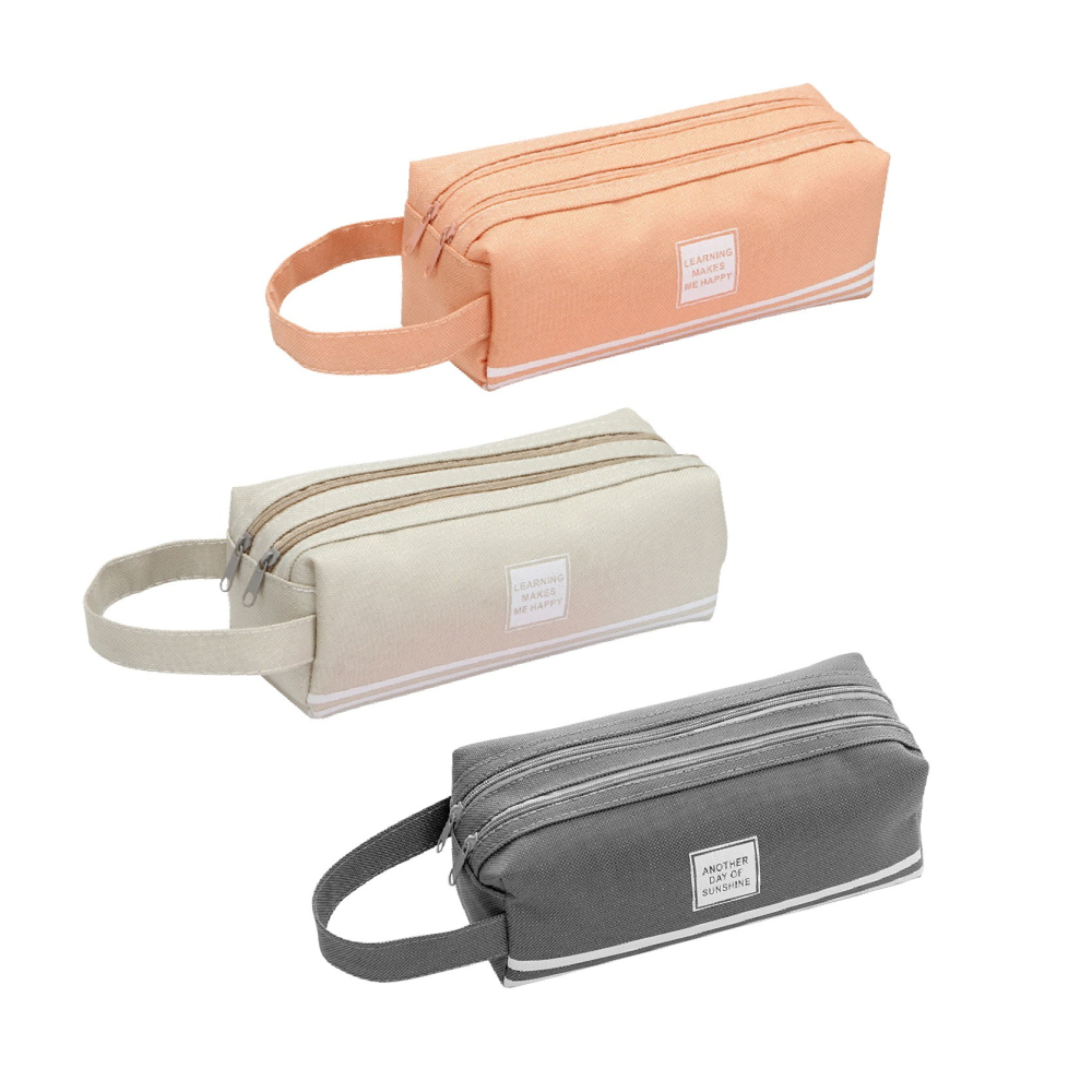 韓版 雙拉鍊 牛津布筆袋 大容量筆袋 鉛筆盒 雙層筆袋 鉛筆袋 收納袋 文具收納 收納 筆袋-細節圖2