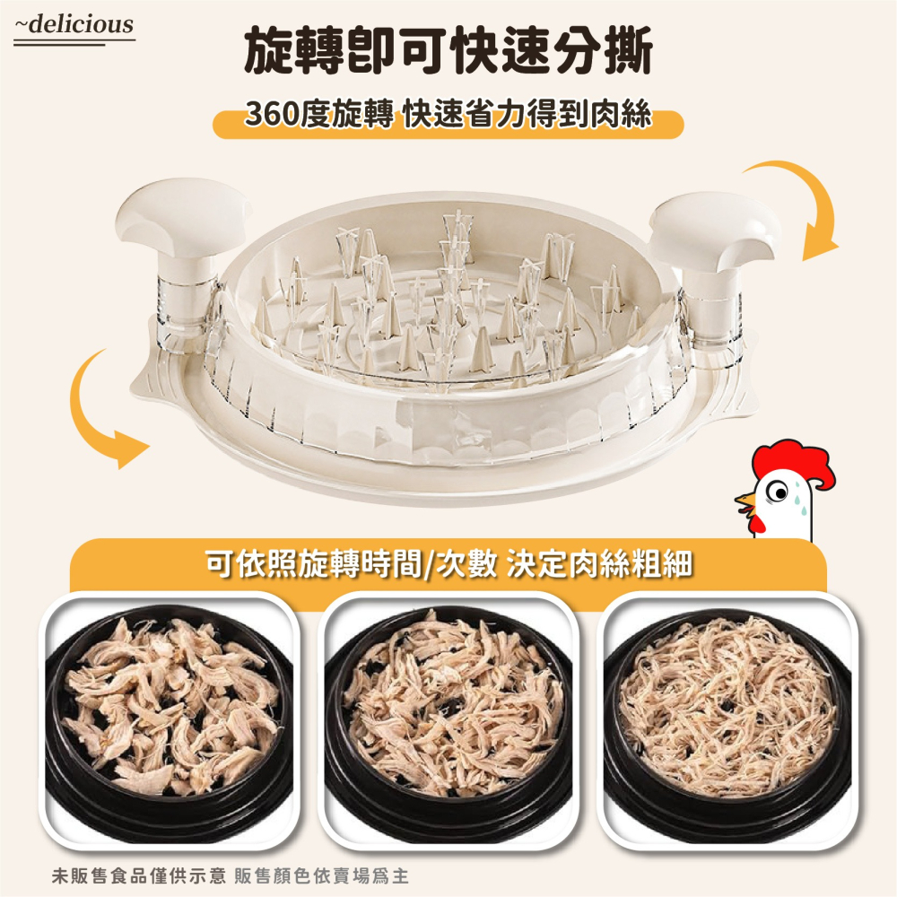 撕肉器轉盤 雞肉分絲器 撕肉盒 碎肉器 切絲器 寵物碎肉器 雞肉絲 撕肉器 碎切雞胸肉絲器-細節圖4