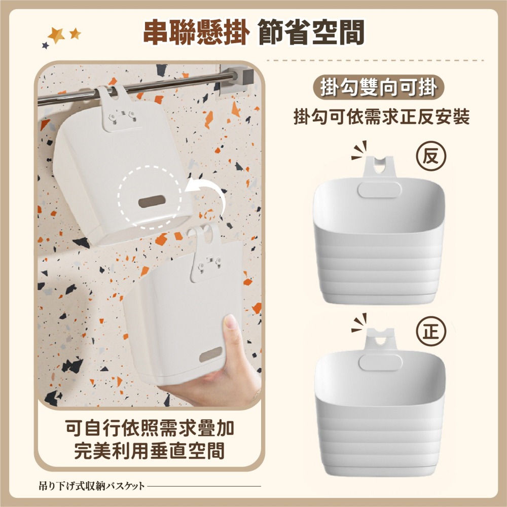 吊掛式收納籃 懸掛式收納籃 浴室掛籃 收納掛籃 置物籃 儲物籃 瀝水掛籃 收納架 儲物盒 收納筐-細節圖3
