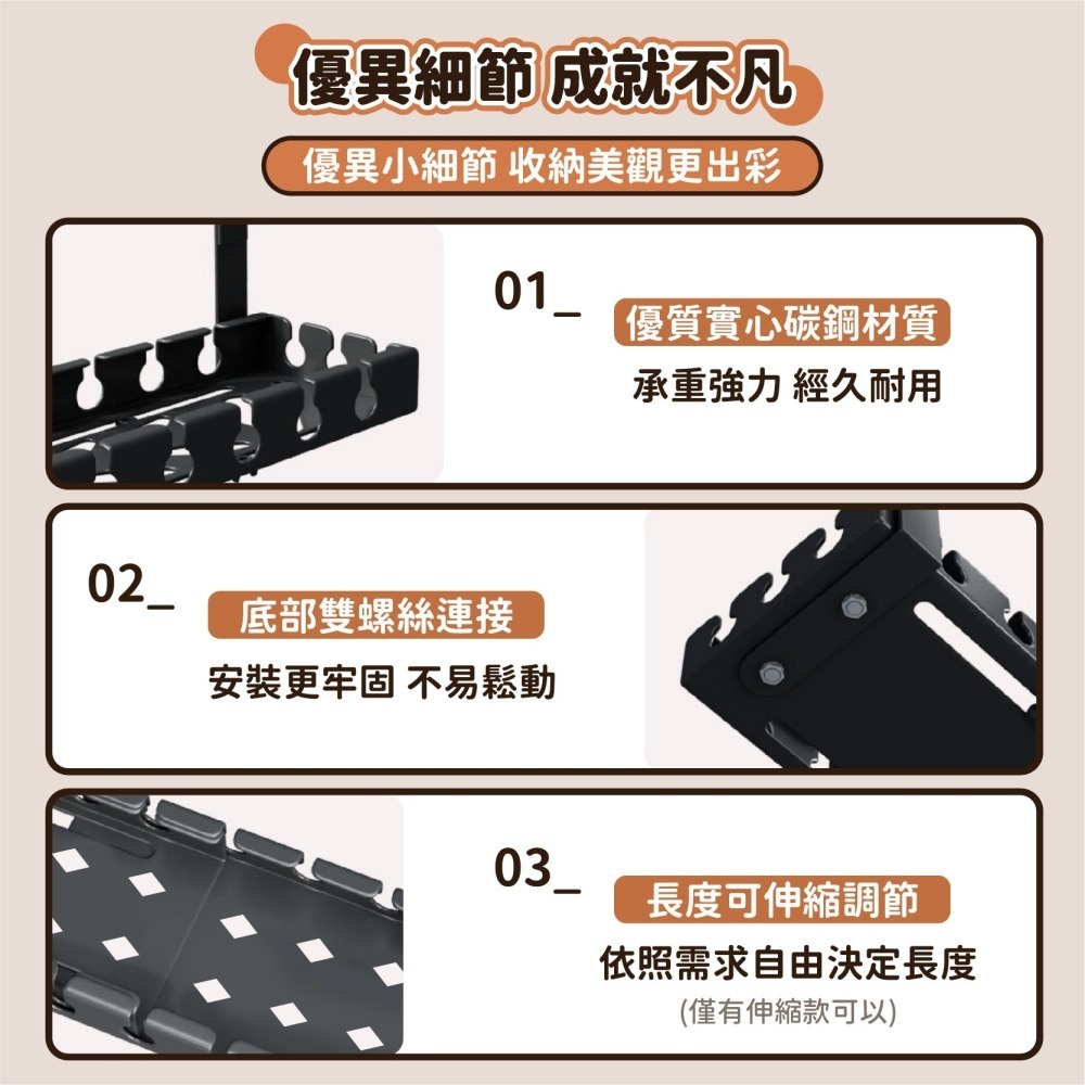 免打孔桌下理線置物架 桌下集線器 理線器 整線器 電線收納 延長線收納 插座收納 桌下理線架 理線架-細節圖6