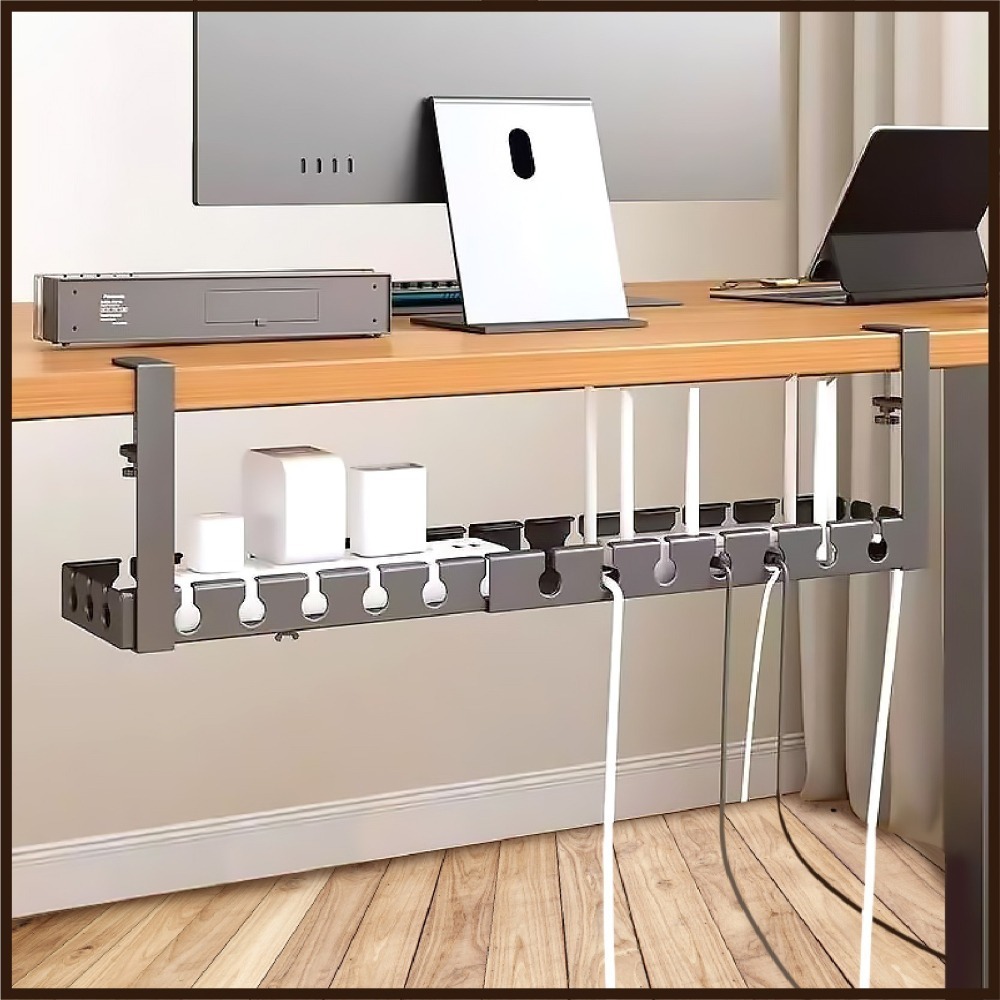免打孔桌下理線置物架 桌下集線器 理線器 整線器 電線收納 延長線收納 插座收納 桌下理線架 理線架-細節圖7