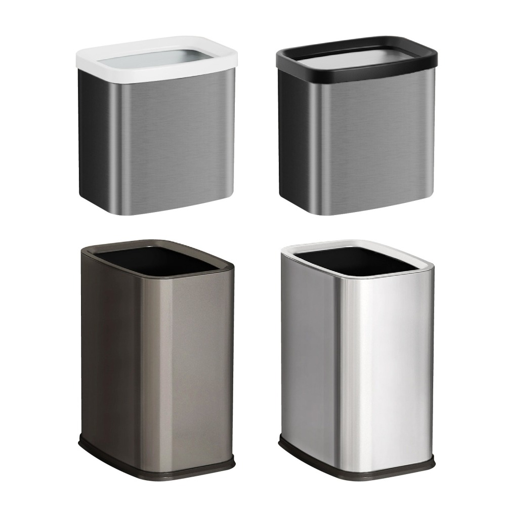 加厚壓圈 不鏽鋼垃圾桶 8L 15L 大開口 方形垃圾桶 廚房垃圾桶 廁所垃圾桶 不銹鋼垃圾桶-細節圖2