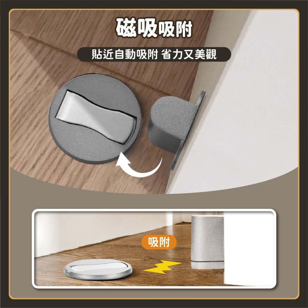 鋁合金 免釘磁吸門擋 免打孔隱形地吸 隱形門檔 消音門檔 門吸 檔門器 門止 地吸 阻門器 磁鐵門吸-細節圖3