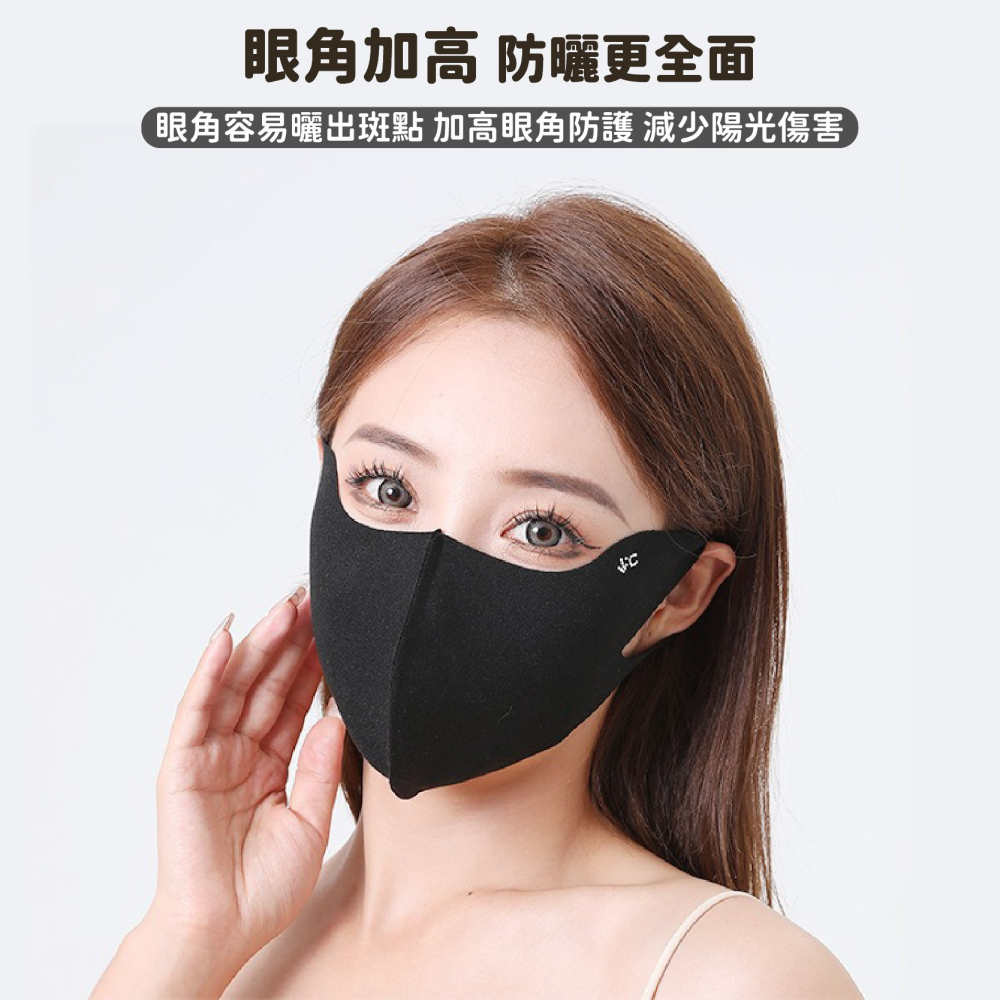防曬口罩 冰絲涼感 護眼角口罩 玻尿酸口罩 透氣口罩 防紫外線 抗UV冰絲口罩 涼感口罩 冰絲面罩-細節圖8