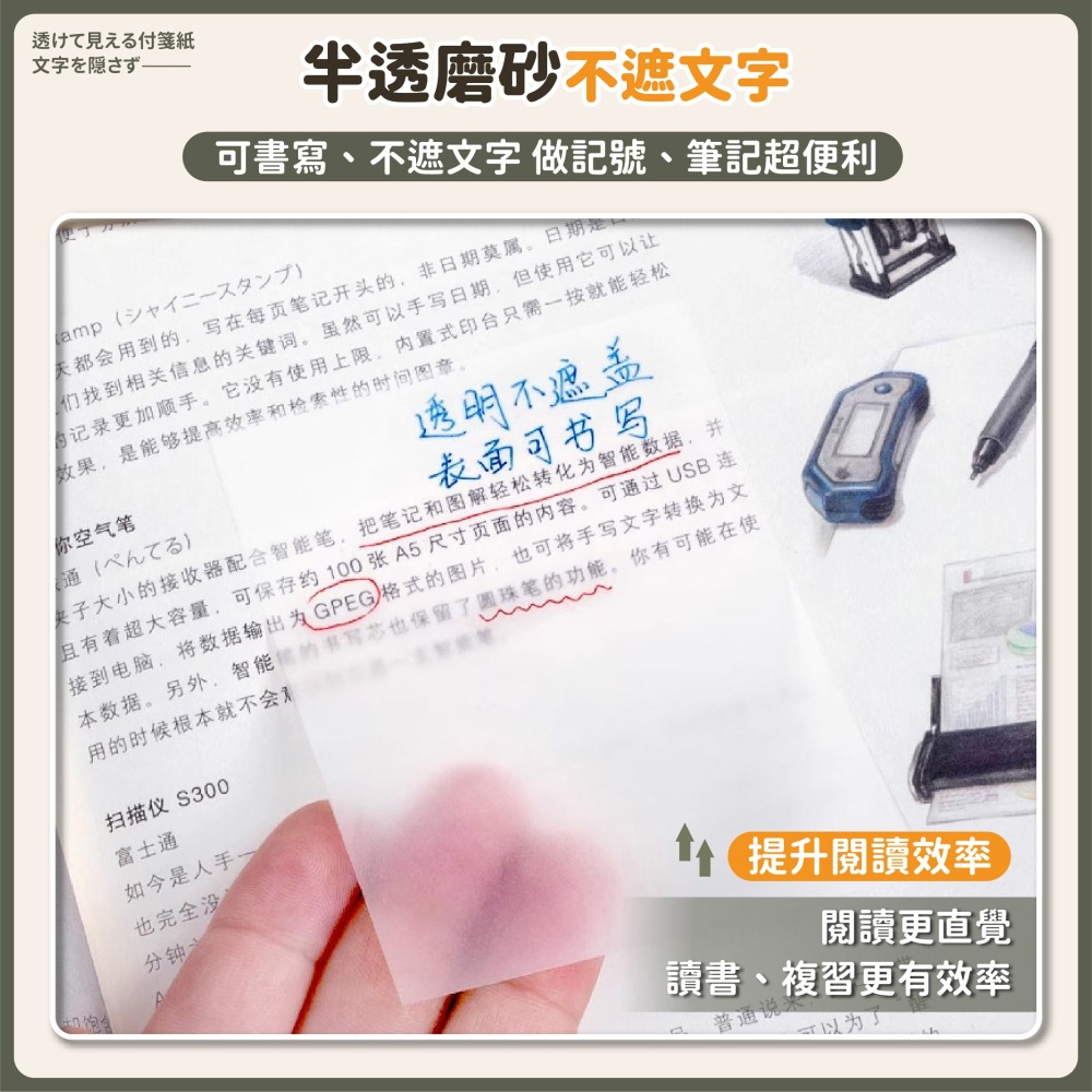 可透視便條紙 透明便利貼 磨砂速幹防水可撕貼 便簽紙 透明便條紙 備忘錄 標籤 筆記紙 N次貼-細節圖3