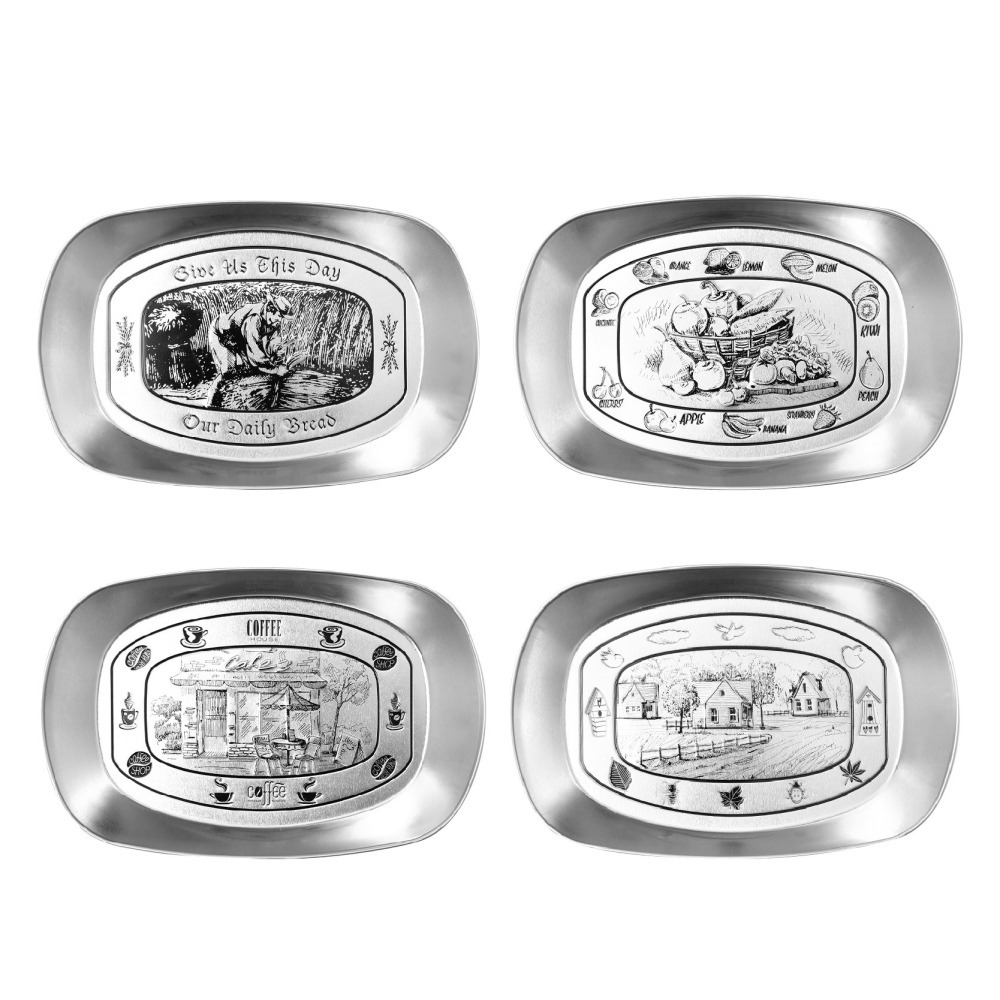 馬口鐵托盤 復古托盤 美式馬口鐵 小喫盤 水果盤 野餐盤 金屬收納盤 零食 糕點 油炸 食品級托盤-細節圖2