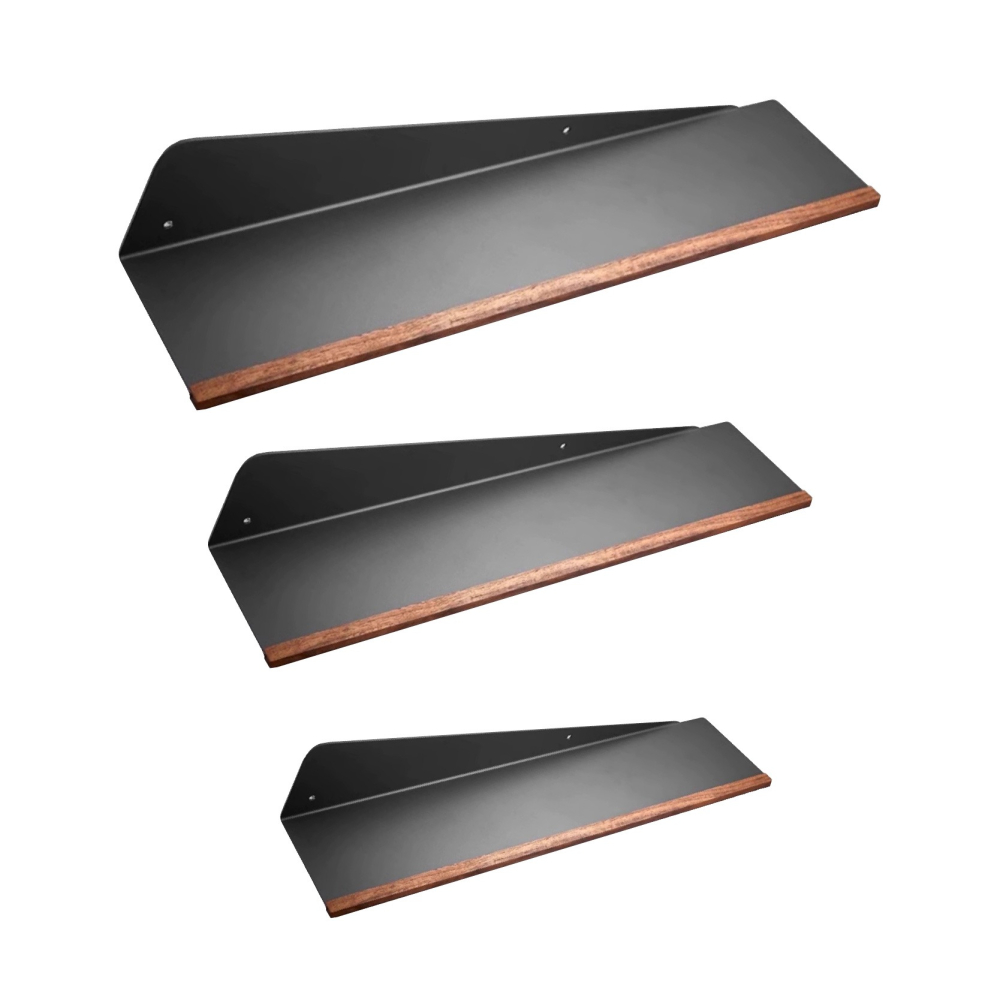 輕奢浴室太空鋁製置物架 免釘安裝 可鑽孔 浴室置物架 層架 壁掛層架 胡桃木 牆壁收納架 平面置物架-細節圖2