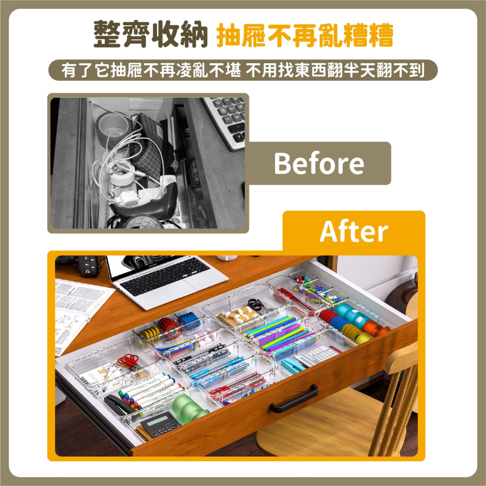 透明伸縮收納盒 壓克力伸縮盒 抽屜分隔 櫥櫃收納 餐具收納盒 整理盒 收納盒 分隔收納盒 桌上收納-細節圖3