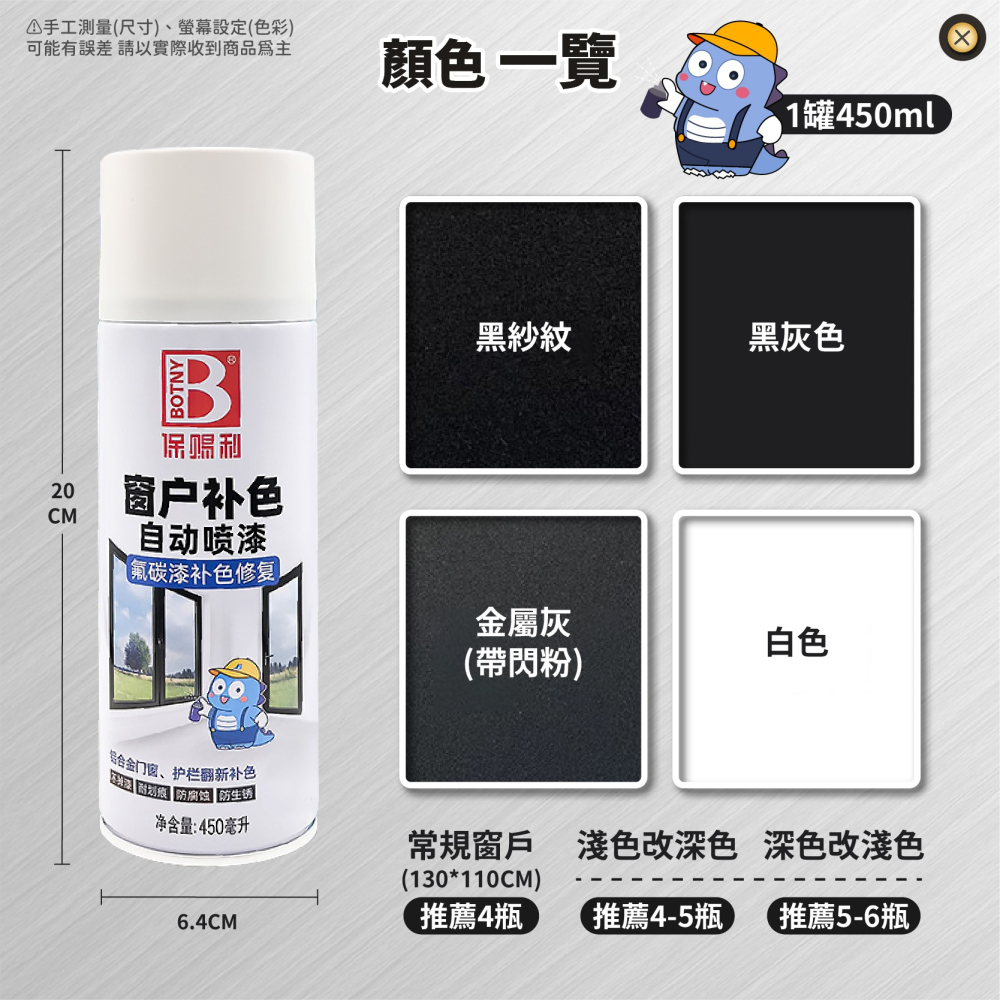 鋁門窗專用噴漆 氟碳噴漆 防鏽漆 鋁材改色漆 底漆 防鏽噴漆 金屬自動噴漆 改色漆 烤漆 模型-細節圖8