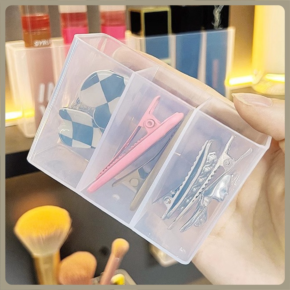 三格壁掛分隔盒 壁掛分格盒 鏡櫃收納 壁掛收納 化妝品收納 筆筒 無痕貼 桌上收納盒 口紅 Ins風-細節圖7