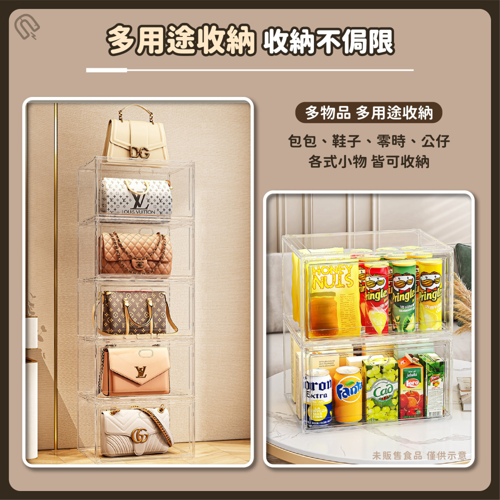 磁吸透明鞋盒 正開/側開 鞋櫃 透明鞋盒 鞋子收納 球鞋收納盒 防塵鞋盒 公仔展示盒 穩固疊加-細節圖6