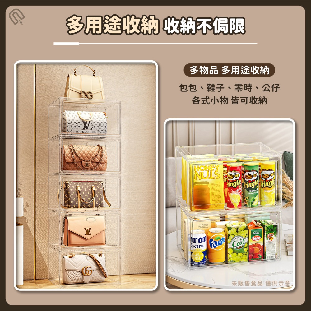 磁吸透明鞋盒 正開/側開 鞋櫃 透明鞋盒 鞋子收納 球鞋收納盒 防塵鞋盒 公仔展示盒 穩固疊加-細節圖6