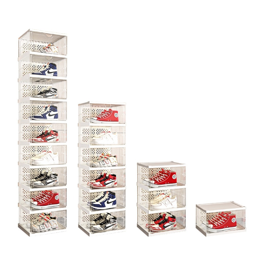 一體式折疊鞋盒 側開門 鞋櫃 免組裝鞋櫃 簡易鞋架 玄關鞋櫃 鞋架 透明鞋盒 收納鞋盒 免安裝鞋盒-細節圖2