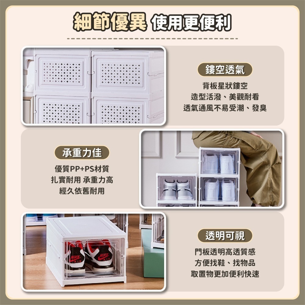 折疊鞋櫃 正開 鞋櫃收納櫃 多層鞋盒 超薄鞋櫃 透明鞋盒 簡易鞋櫃 折疊鞋盒 一體式鞋櫃 大容量-細節圖7