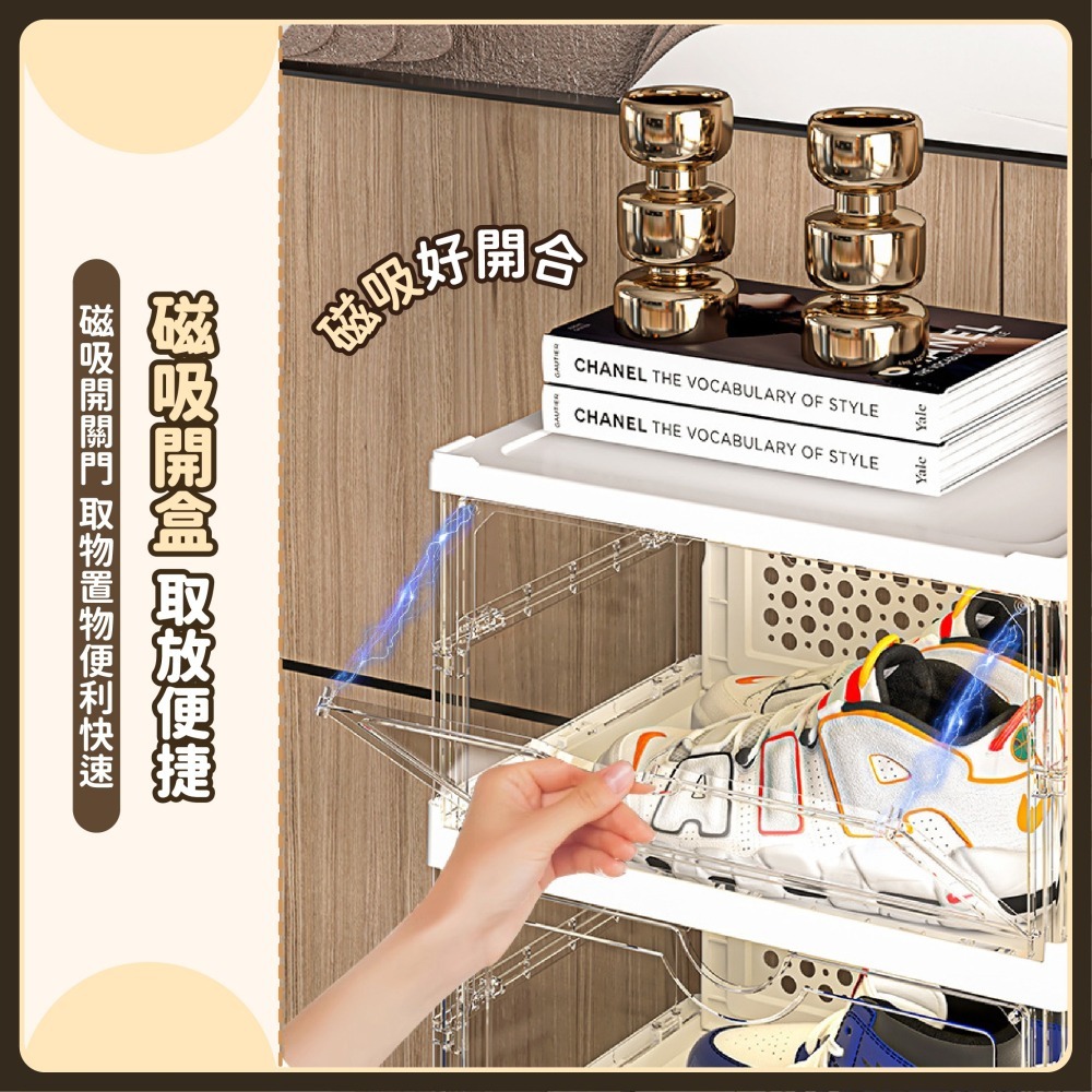 一體式折疊鞋盒 【九層】側開門 鞋櫃 免組裝鞋櫃 簡易鞋架 玄關鞋櫃 透明鞋盒 收納鞋盒 免安裝鞋盒-細節圖5