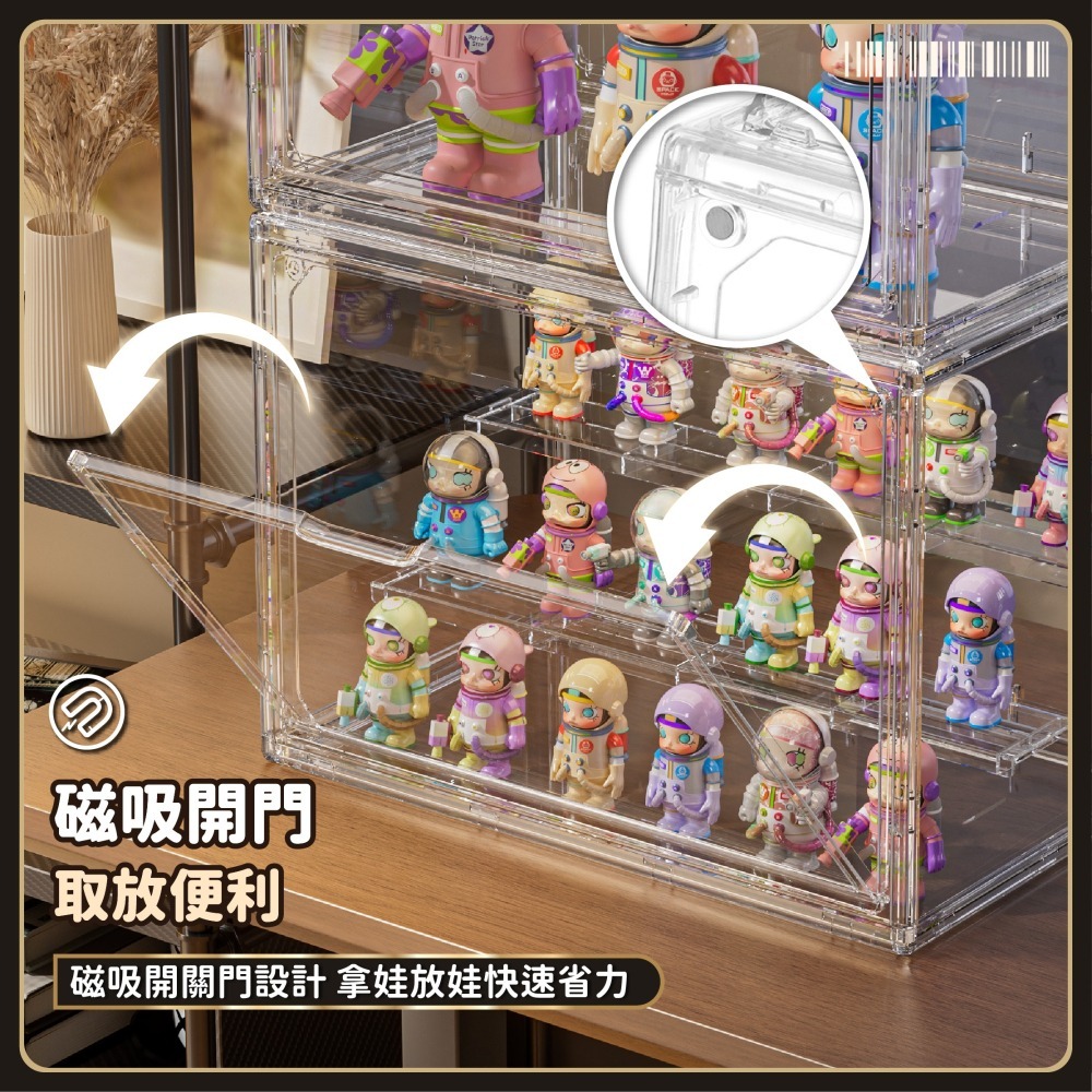 透明隔板展示盒 隔板可拆卸 可疊加 公仔展示盒 公仔收納盒 PET展示盒 公仔展示架 盲盒收納-細節圖5