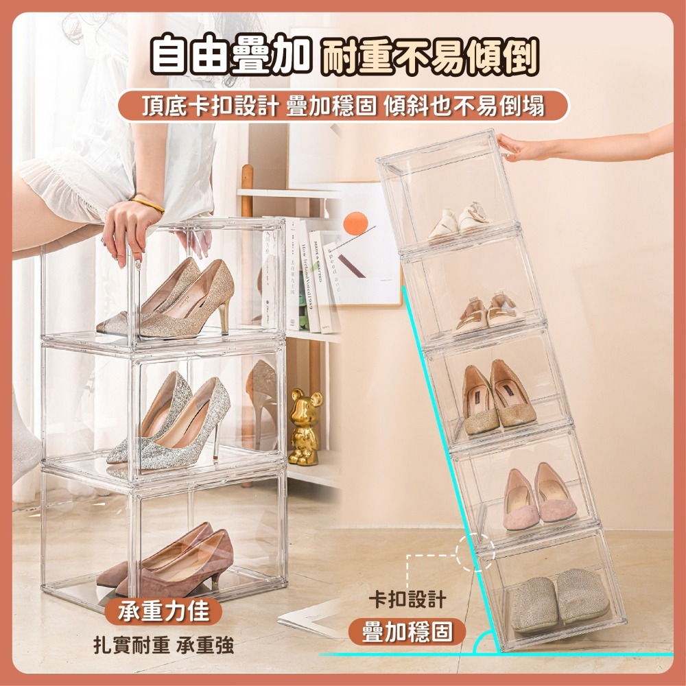PET透明鞋盒 側開/正開/頂開 鞋櫃 鞋架 球鞋盒 鞋子收納 折疊鞋盒 球鞋收納盒 防塵鞋盒 收納-細節圖5