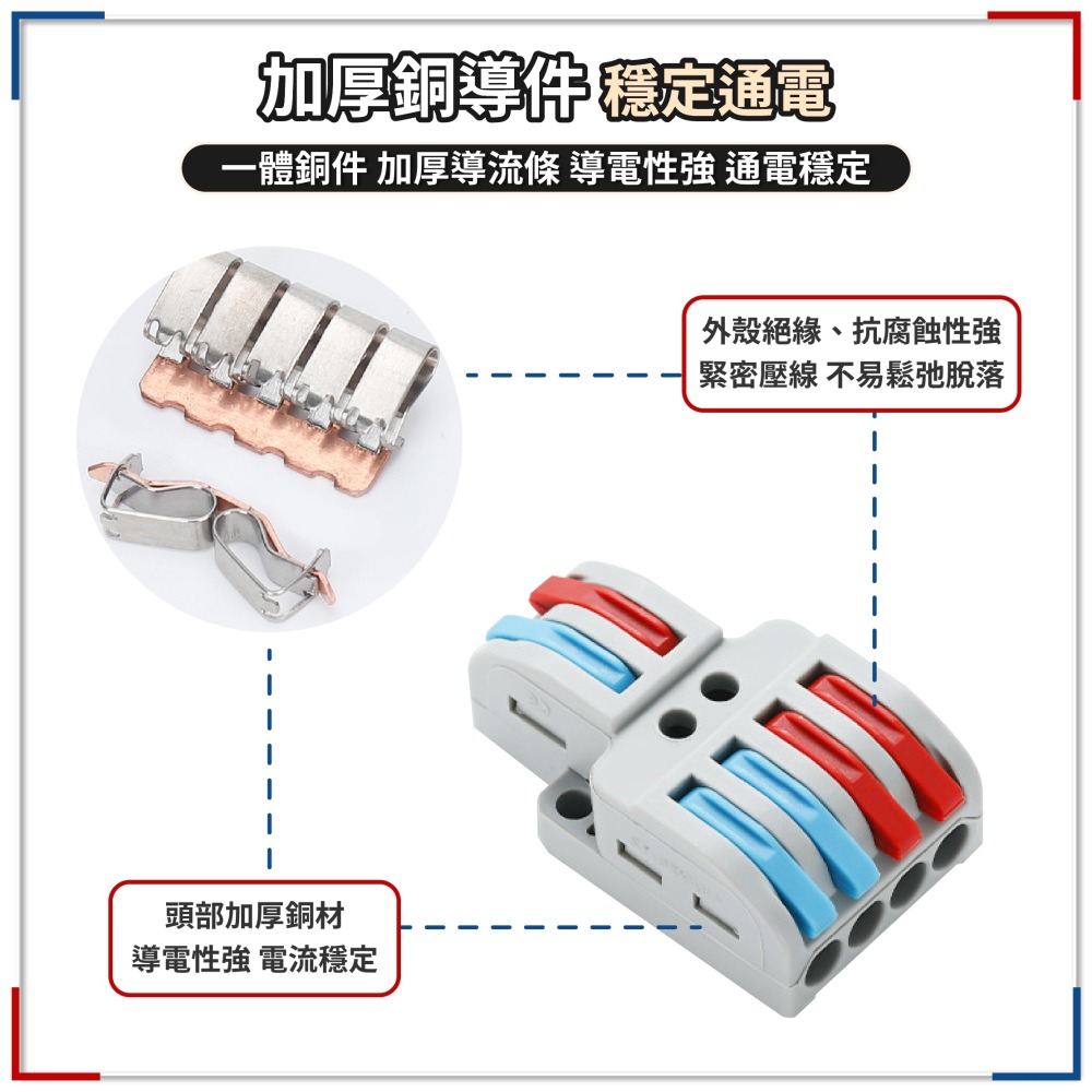 快速接線器 軟硬線通用 電線連接器 電線端子 電線接頭 接線端子 快速接線端子 多孔接線器 絕緣端子-細節圖4