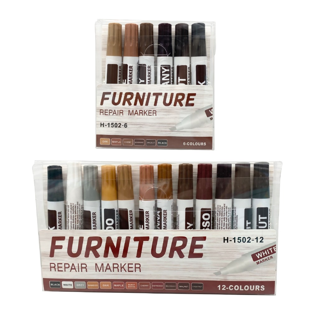 木紋補漆套裝 傢具修補筆 木頭麥克筆 地板補漆筆 吉他工藝品修復油性筆 划痕釘眼補漆筆 修補膏 家具-細節圖2
