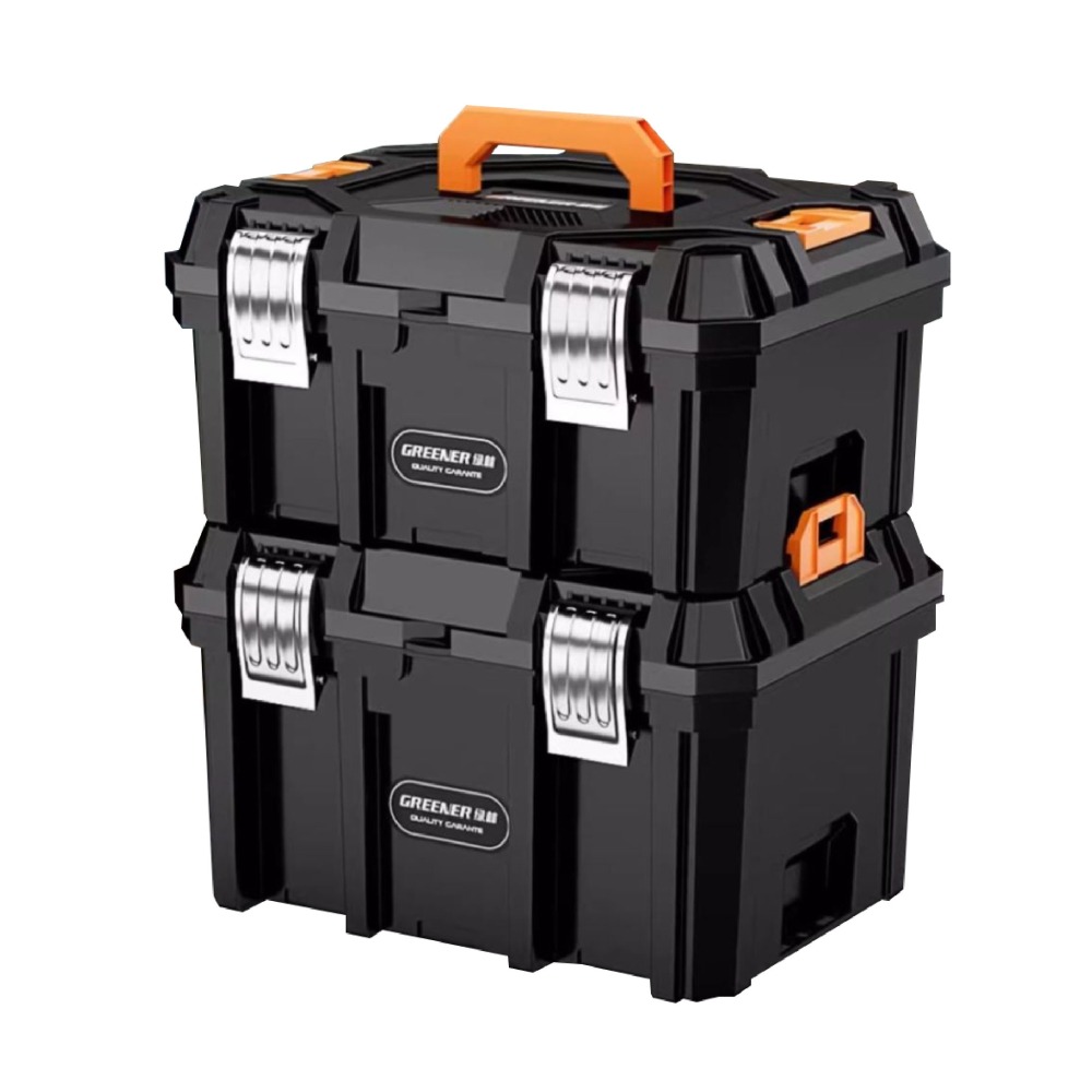綠林 可疊加工具箱 可平放電鑽 雙層 電工箱 堆疊工具箱 大工具箱 材料箱 手提工具箱 工具箱-細節圖2