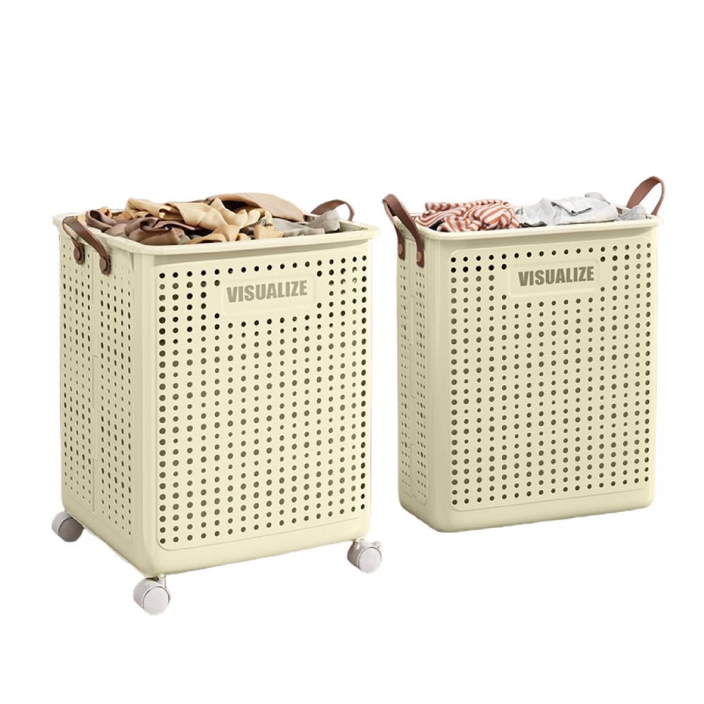 折疊洗衣籃 帶輪洗衣籃 窄縫收納籃 髒衣籃 大容量洗衣籃 手提洗衣籃 萬向輪 縫隙置物推車 衣物收納-細節圖2