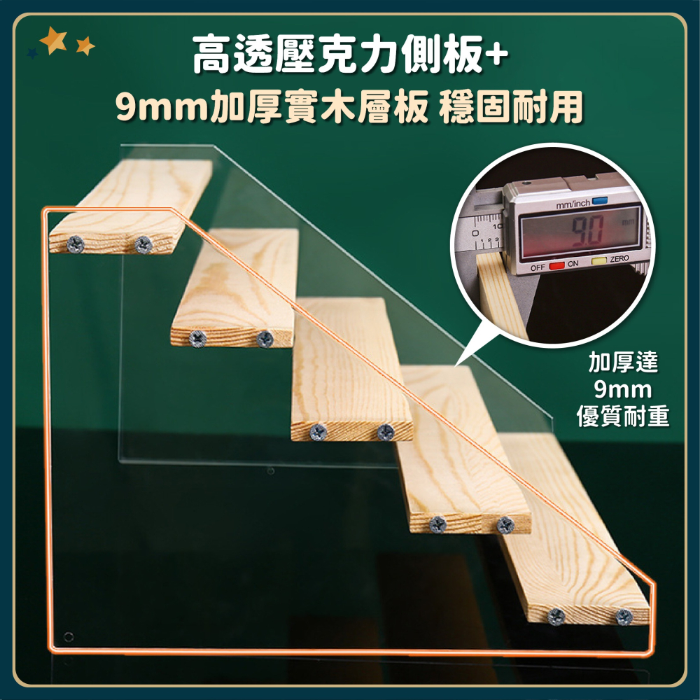 實木壓克力 公仔桌面展示架 木頭展示架 階梯展示架 ㄇ型架 陳列架 階梯架 香水收納架 桌上展示架-細節圖6