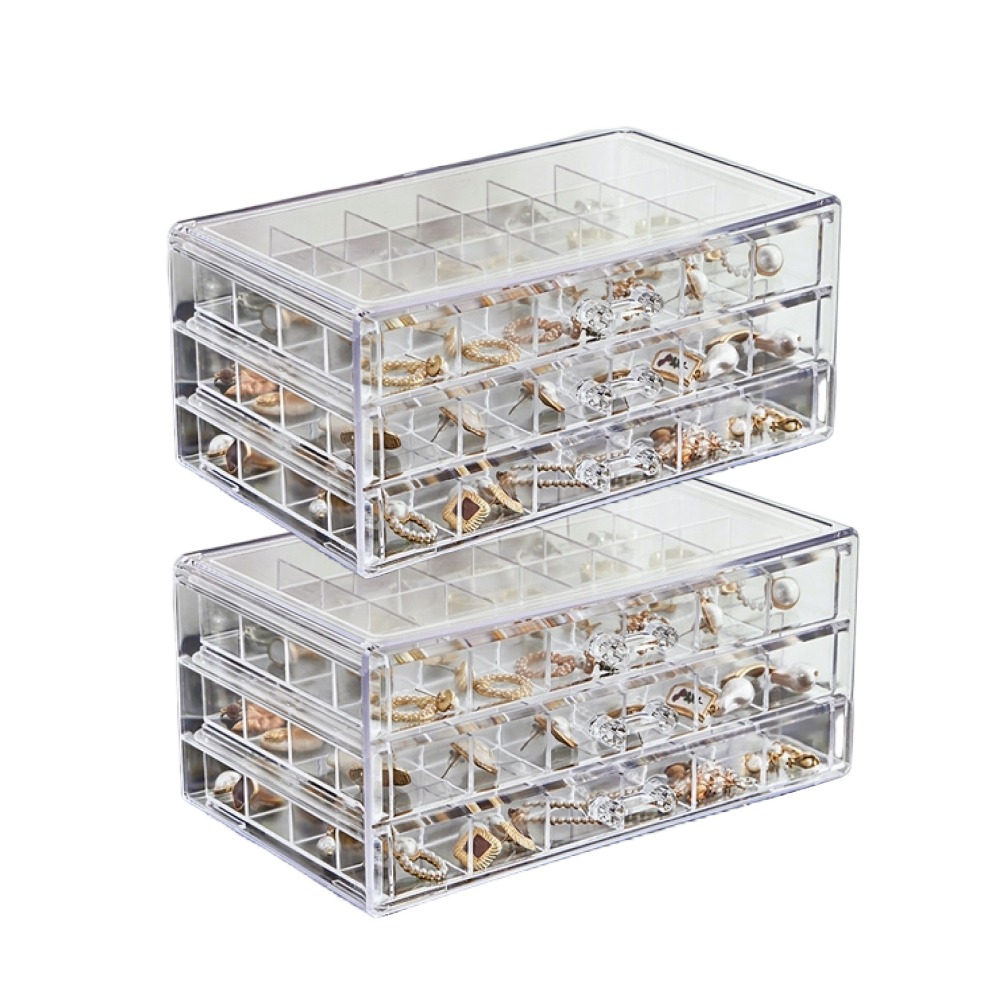 壓克力桌面收納盒 72格18格 飾品收納 耳環展示盒 美甲收納盒 多層收納 抽屜式分格盒 小物收納盒-細節圖2