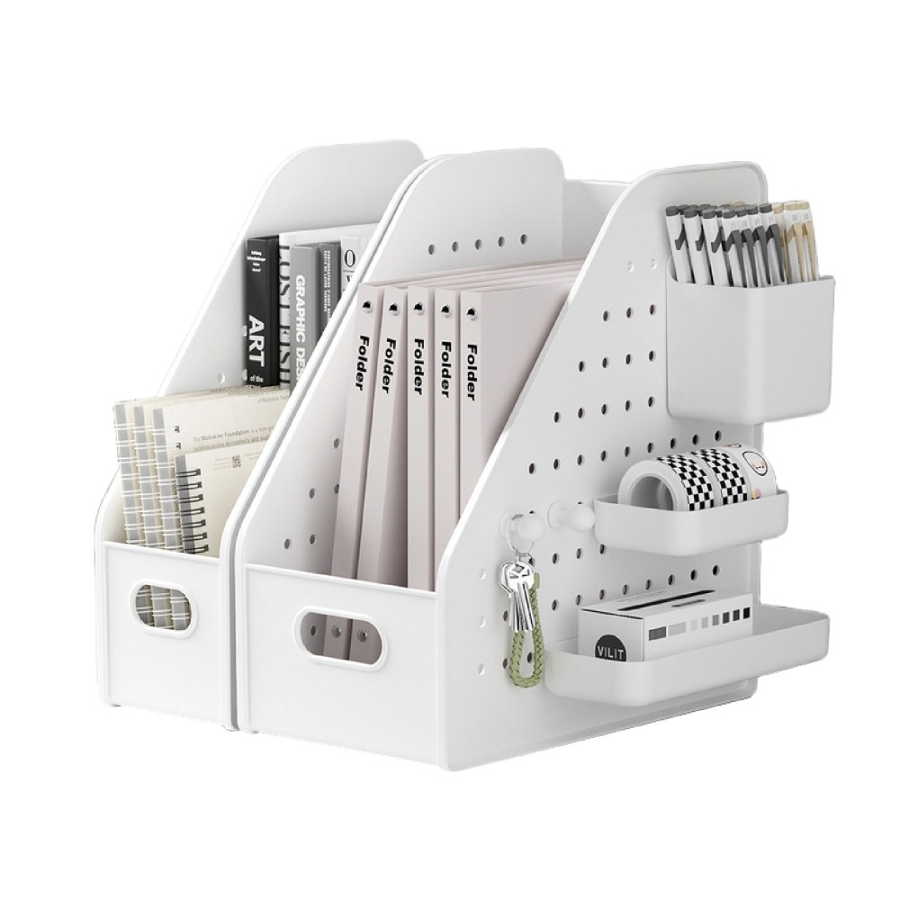 桌面洞洞文件盒 書架 洞洞板架子 桌上置物架 桌上洞洞板 置物架 洞洞板配件 桌面收納架 洞洞板-細節圖2