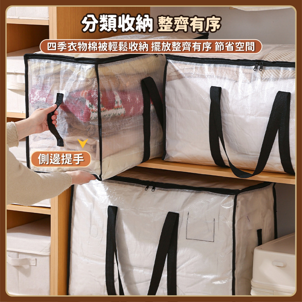 棉被衣物收納袋 換季收納袋 PP防水收納袋 棉被打包袋 透明防塵收納袋 搬家袋 娃娃收納袋 外套收納-細節圖3