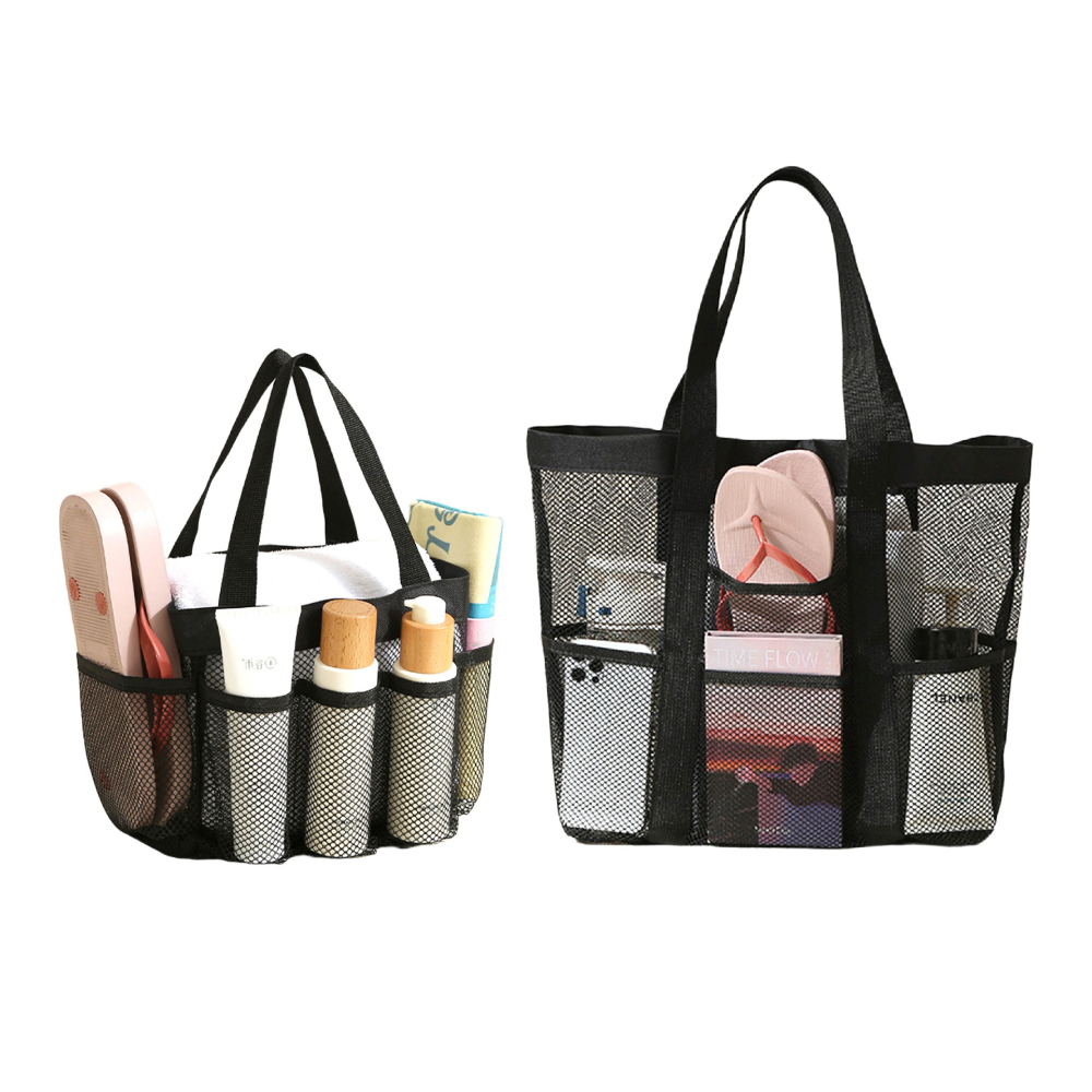 沙灘紗網手提袋 網紗收納包 沐浴籃 洗澡包 手提袋 游泳袋 海灘袋 沙灘包 洗漱袋 收納袋 網眼提袋-細節圖2