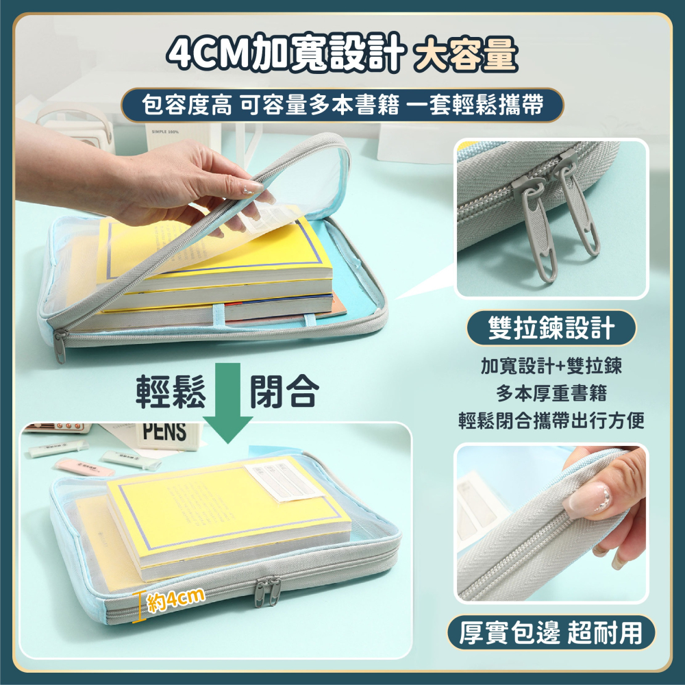 L型紗網文件袋 A4網紗文件袋 分類袋 書本收納袋 資料袋 檔案夾 科目分類袋 收納袋 科目袋-細節圖4
