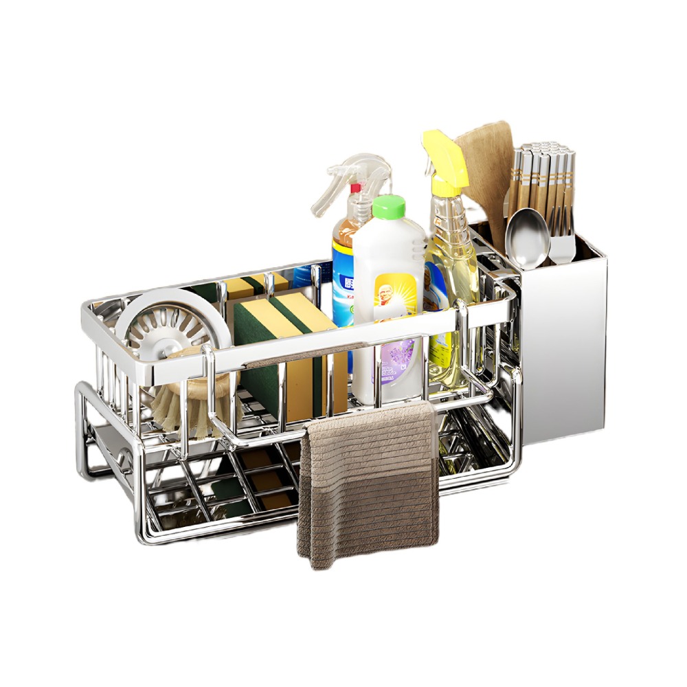廚房瀝水架 水槽瀝水架 不鏽鋼瀝水架 瀝乾架 菜瓜布架 抹布海綿架 廚房收納 瀝水籃 廚房置物架-細節圖2