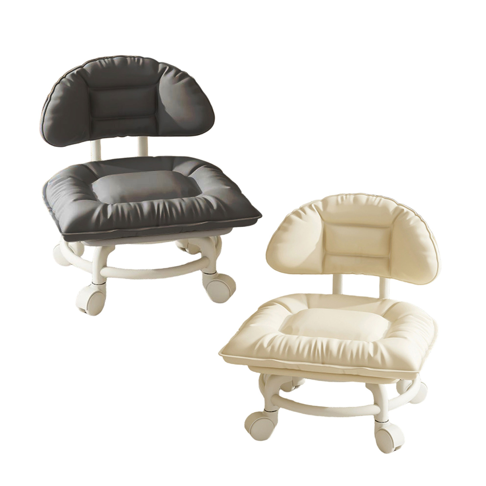 滑輪靠背小椅子 防汙科技布 靜音萬向滾輪椅 帶輪小凳子 矮凳 美容椅 小椅子 滑輪矮凳 滑輪椅-細節圖2