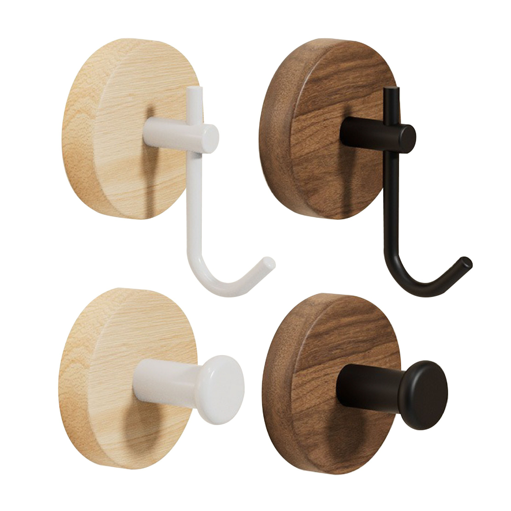 實木掛勾 免打孔附背膠 衣服掛鉤 牆壁掛鉤 J/T型 單鉤 掛鉤 鑰匙掛鉤 防掉掛勾 原木掛鉤-細節圖2