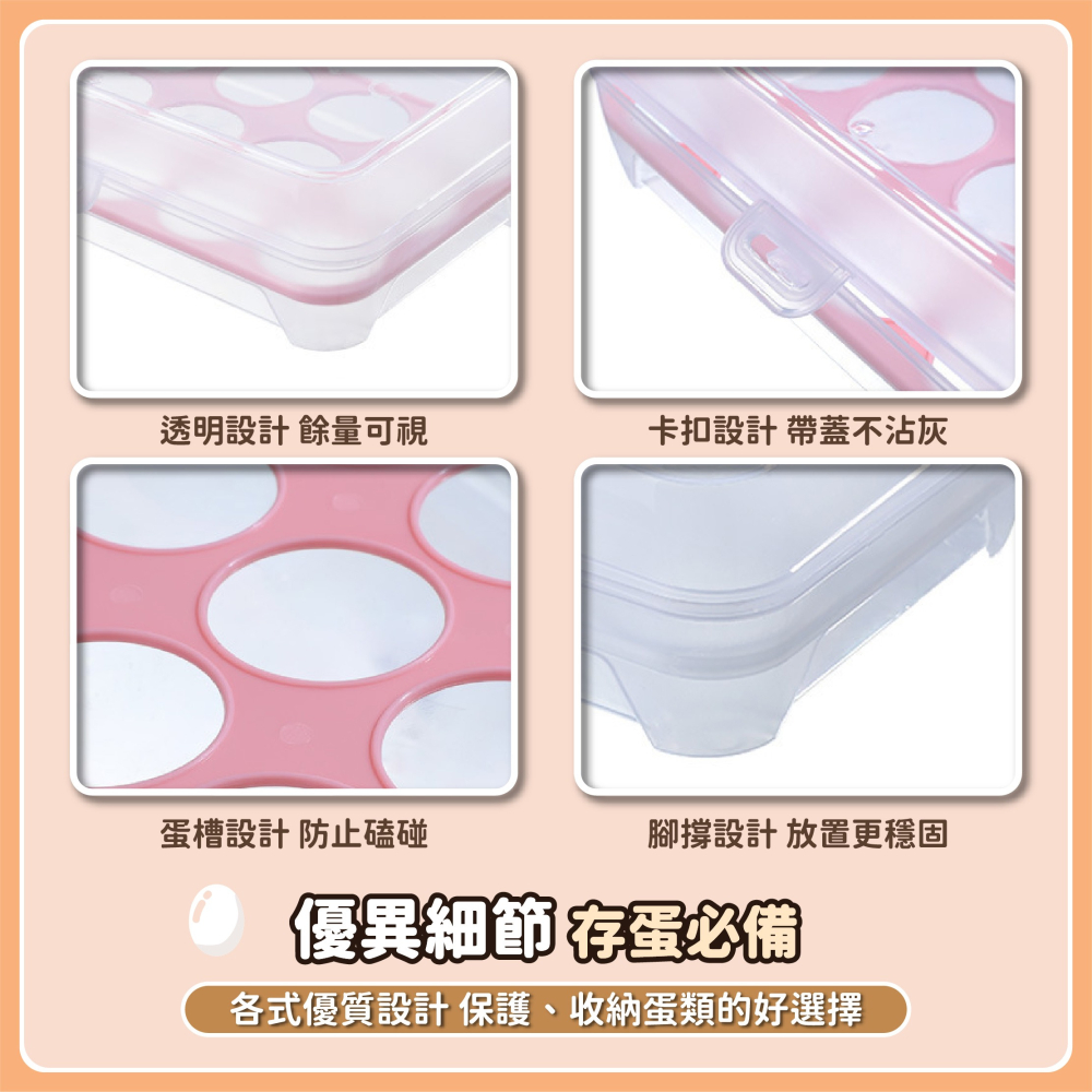 透明雞蛋收納盒 15格 冰箱收納盒 雞蛋收納 雞蛋盒 廚房收納 雞蛋保鮮盒 蛋架 可疊加蛋盒-細節圖7