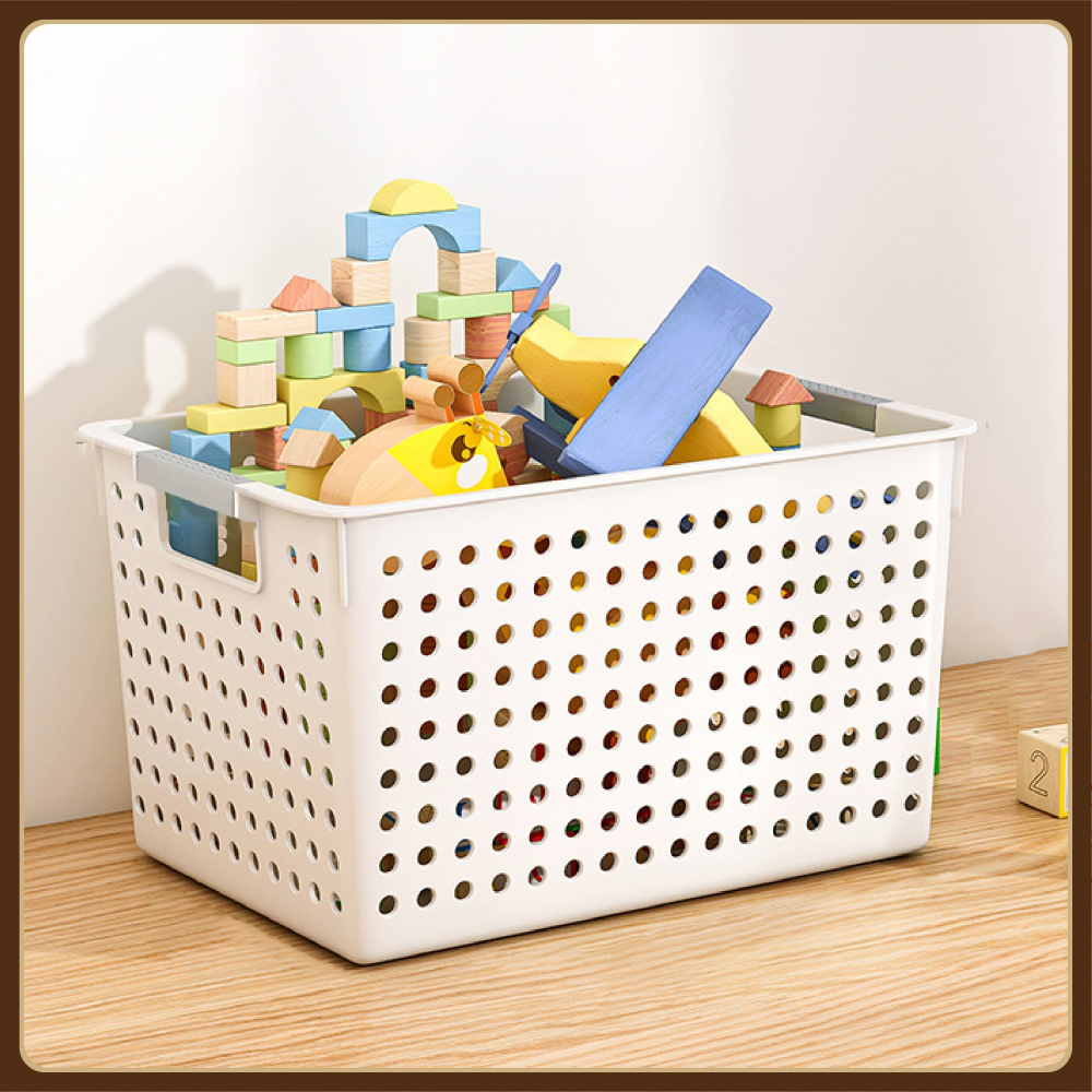 洞洞鏤空收納籃 簍空收納筐 置物籃 收納盒 網格收納籃 抽屜置物盒 桌上收納箱 玩具衣物廚房浴室收納-細節圖8