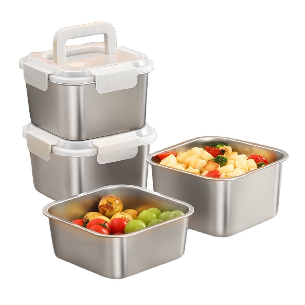 316不鏽鋼 密封盒 可手提便當盒 不銹鋼保鮮盒 不鏽鋼便當盒 冰箱保鮮盒 冰箱收納盒 分裝盒-細節圖2