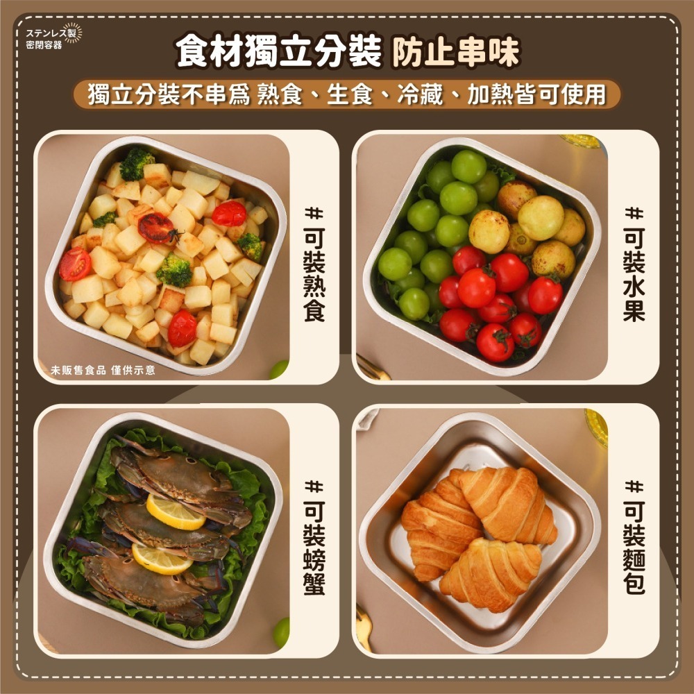 316不鏽鋼 密封盒 可手提便當盒 不銹鋼保鮮盒 不鏽鋼便當盒 冰箱保鮮盒 冰箱收納盒 分裝盒-細節圖8
