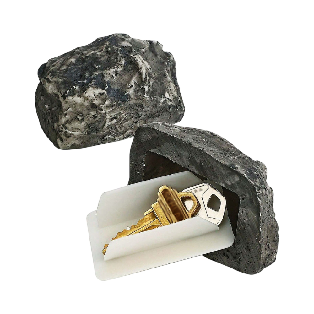 家門口隱藏 小石頭鑰匙盒 仿真石頭 置物盒 暗盒 門口石頭盒 隱藏鑰匙盒 藏私房錢 備用鑰匙收納-細節圖2