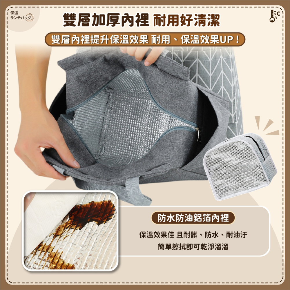 拉鍊保溫袋 鋁箔 便當包 保溫便當袋 野餐袋 手提袋 手提包 便當袋 飯盒袋 野餐袋 保冷袋 包包-細節圖5