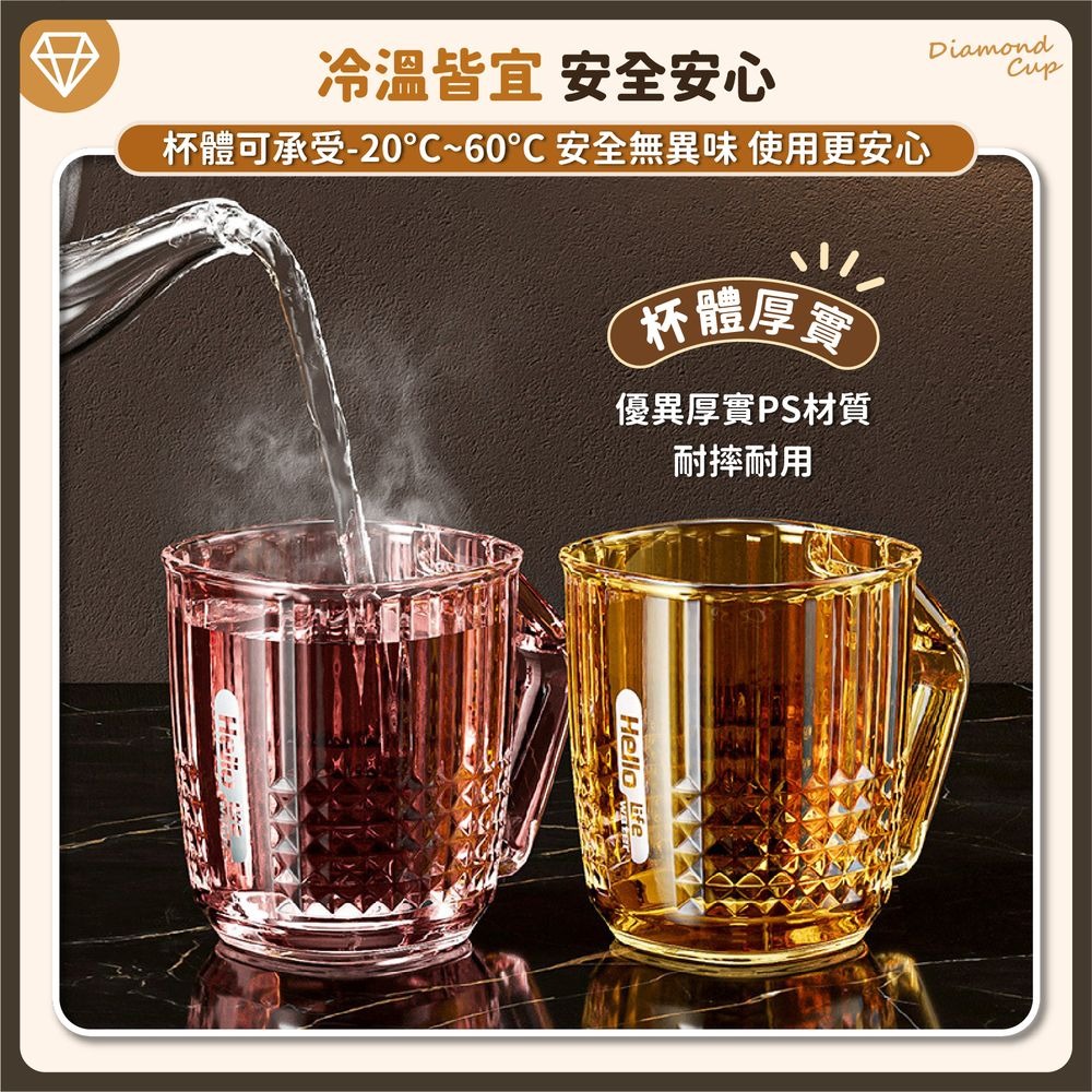 鑽石紋洗漱杯 倒扣瀝水 可插牙刷 漱口杯 牙刷杯 防摔水杯 牙刷架 塑膠水杯 杯子 帶插槽漱口杯-細節圖5
