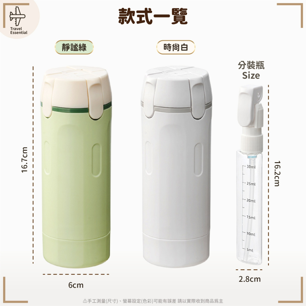 四合一旅行分裝瓶 40ml×4 防漏按壓 可拆洗 清晰刻度 登機出差 旅行收納 登機友善 分裝瓶-細節圖9