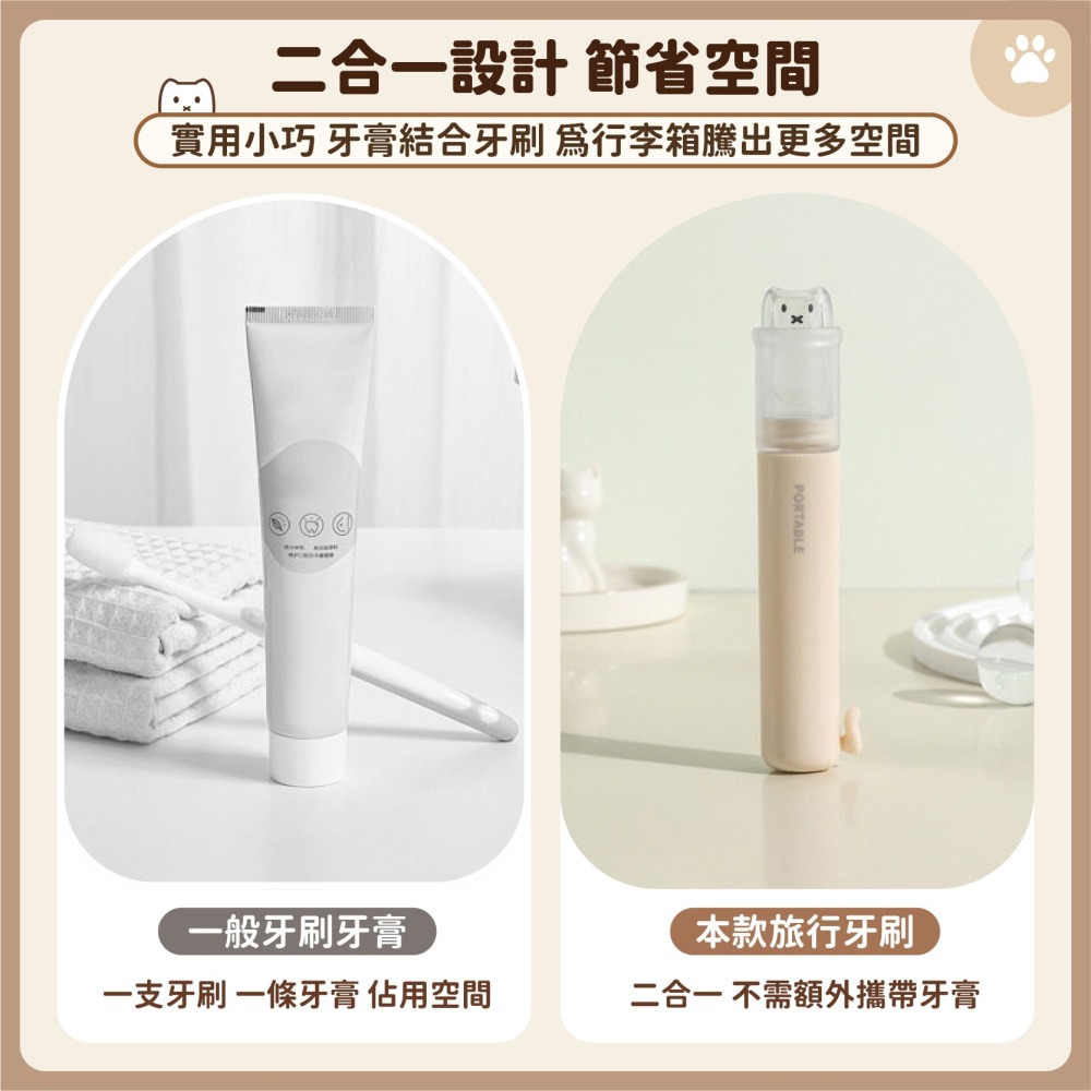 可裝牙膏 旅行摺疊牙刷 一體式牙刷 旅行牙刷組 旅行牙刷 折疊牙刷 便攜式牙刷 攜帶型牙刷牙膏盒-細節圖3