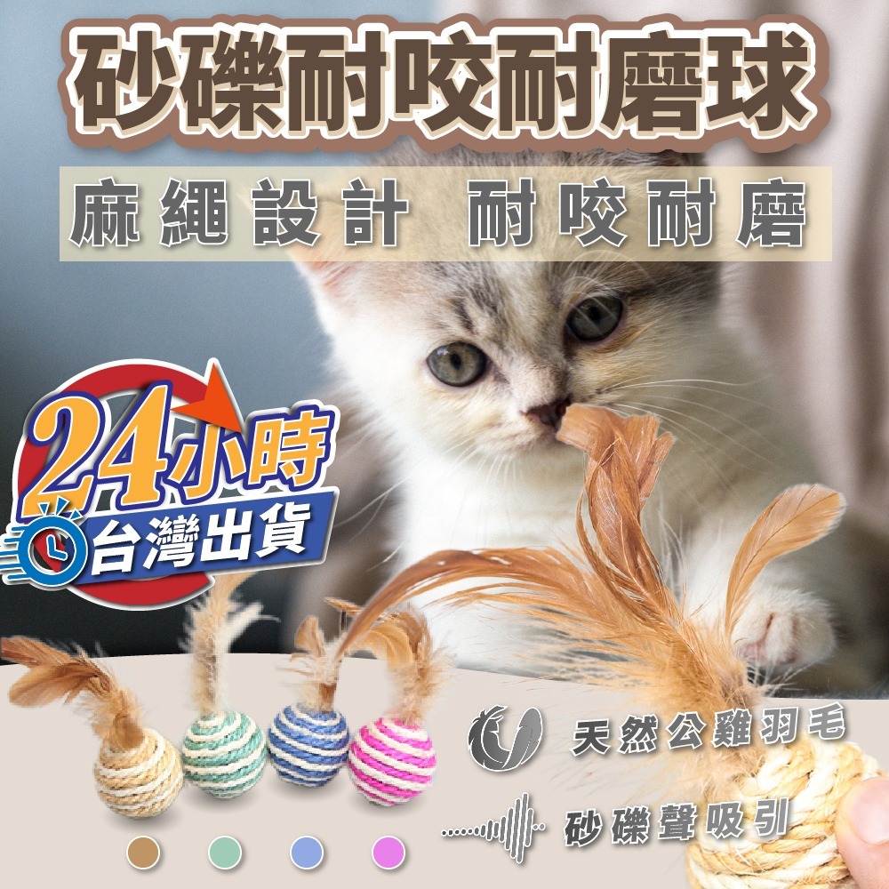 【劍麻球】現貨 貓咪玩具 絨毛羽毛劍麻球 老鼠 薄荷 糖果 解壓 鈴噹 運動 舒壓 舔毛-細節圖4