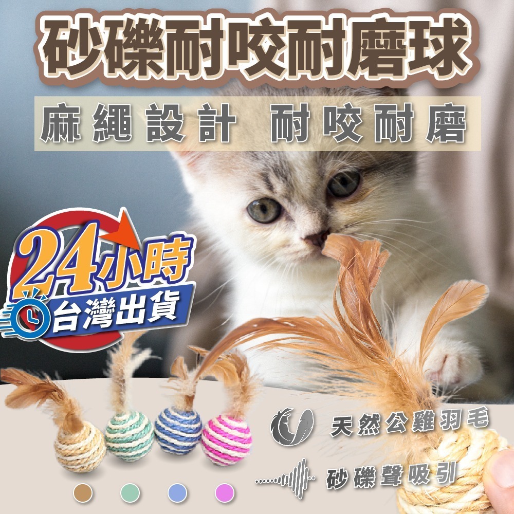 【劍麻球】現貨 貓咪玩具 絨毛羽毛劍麻球 老鼠 薄荷 糖果 解壓 鈴噹 運動 舒壓 舔毛-細節圖4