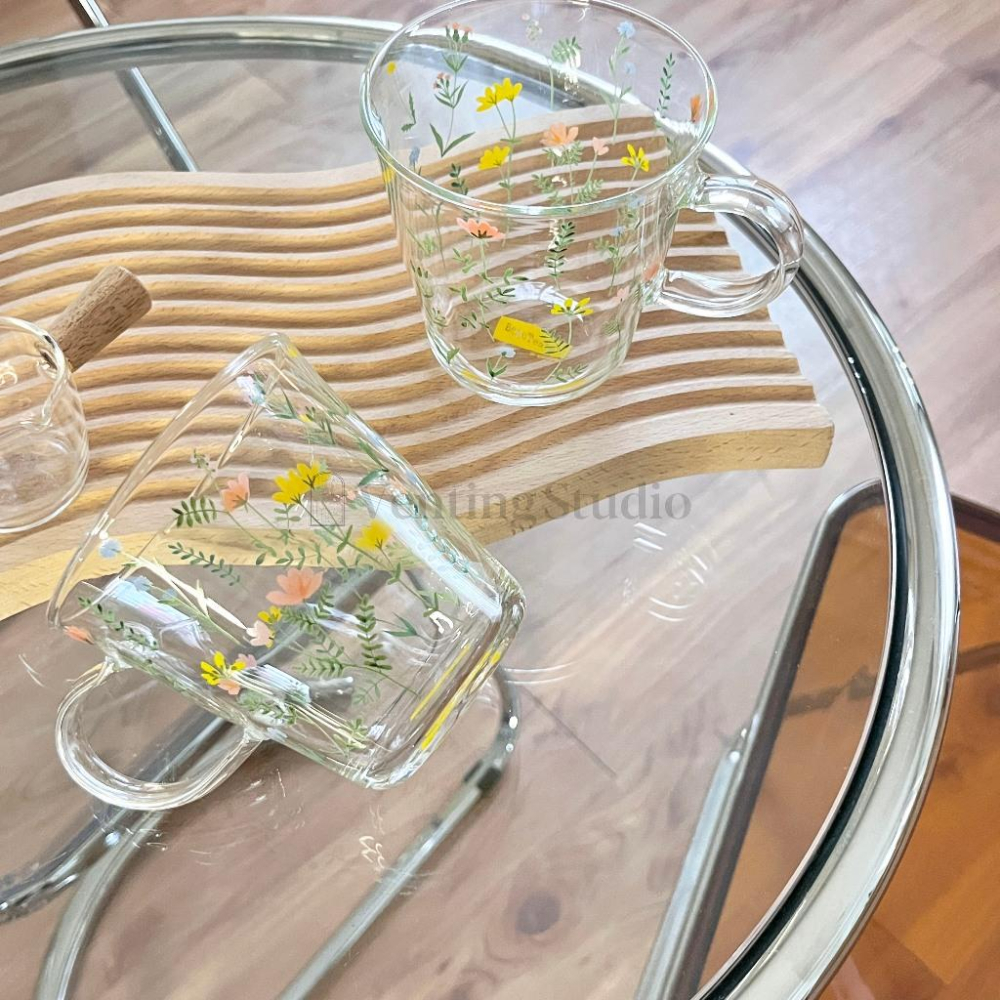 🌵 𝐕𝐞𝐧𝐭𝐢𝐧𝐠 𝐒𝐭𝐮𝐝𝐢𝐨 🌵  | 現貨 | 秀兮碎花玻璃杯 馬克杯 水杯 玻璃杯 碎花-細節圖2