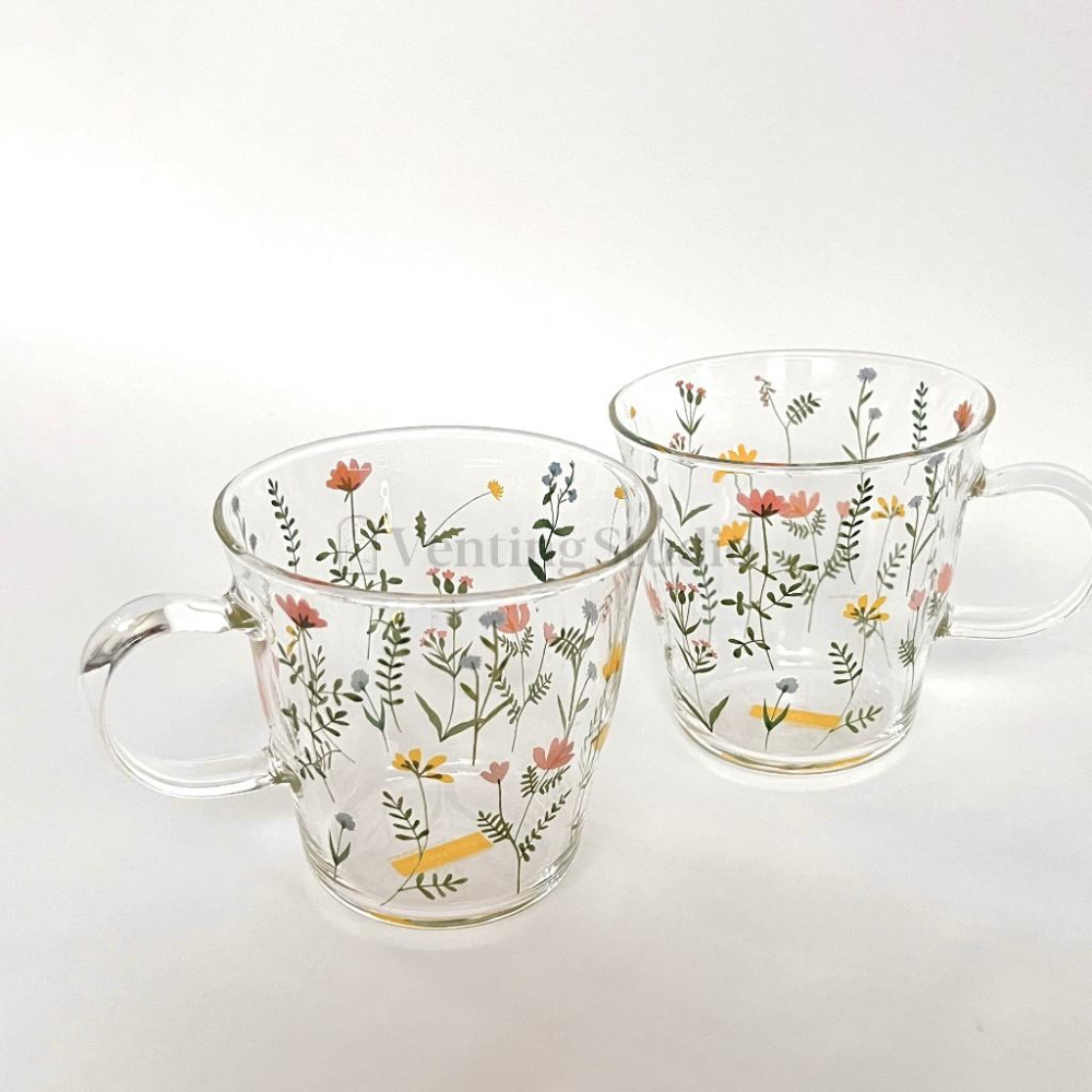 🌵 𝐕𝐞𝐧𝐭𝐢𝐧𝐠 𝐒𝐭𝐮𝐝𝐢𝐨 🌵  | 現貨 | 秀兮碎花玻璃杯 馬克杯 水杯 玻璃杯 碎花-細節圖3